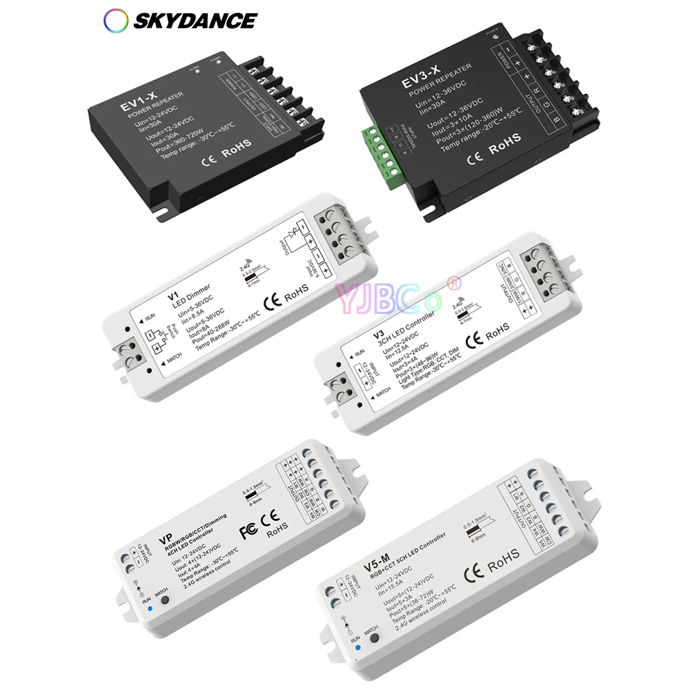 Skydance Single color/RGB/RGBW/RGBCCT LED Strip Light Power Repeater 1CH 3CH 4CH 5CH PWM signal Light tape Dimmer 12V-24V DC