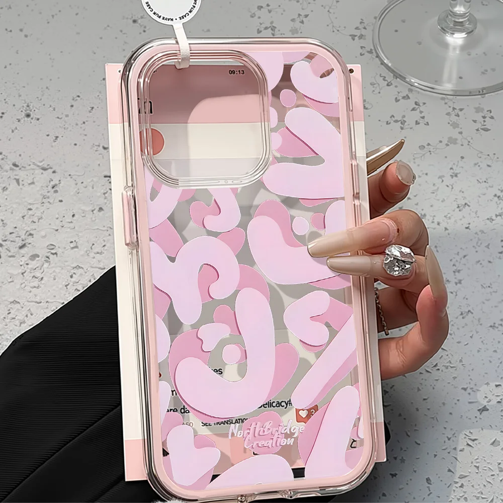 Pink Irregular Letters Shockproof Phone Case - Stylish Dual-Layer Protection