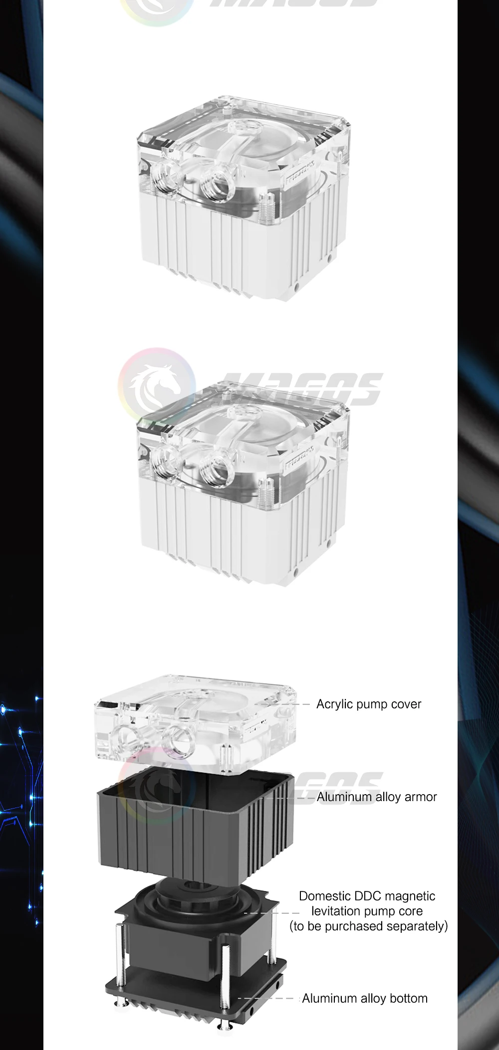 FREEZEMOD-Water Cooling Pump Cover, PC Armor, No