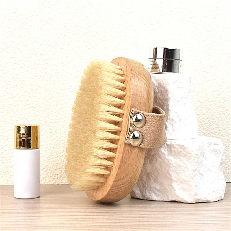 SPA Wooden Body Brush Natural Boar Bristle Organic Dry Skin Body Brush Bamboo Wet Back Shower Brushes Exfoliating Bathing Brush 4