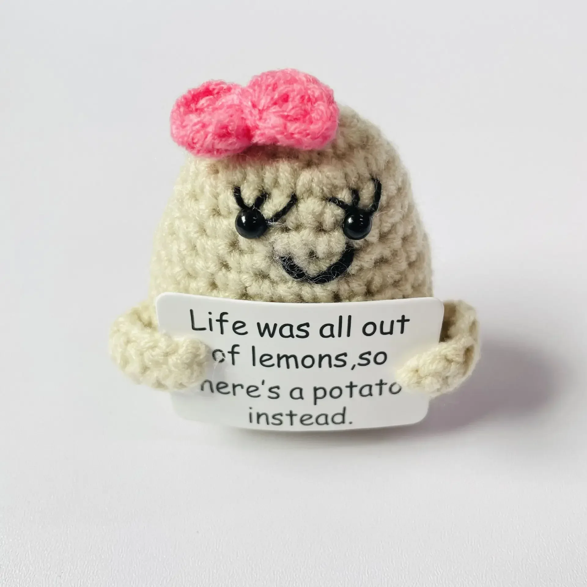 Positive Energy Handmade Wool Plush Doll – Cozy Pocket-Sized Hug and Fun Birthday Gift & Home Decor
