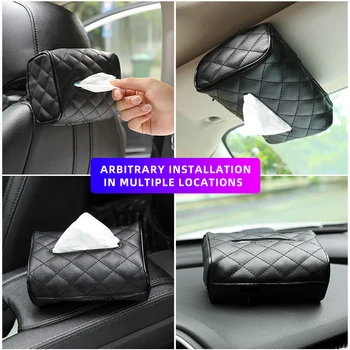1 Pcs Black Tissue Boxes with Disposable Napkins Tissue Boxes Car Accessories Tissue Bag Organizer Car Decoration Auto Storage 1