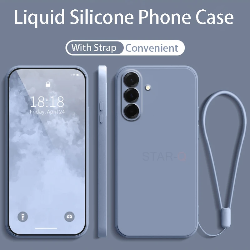 Luxury Liquid Silicone Phone Case with Lanyard - Soft Back Cover