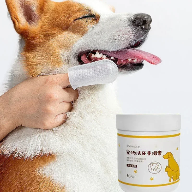 Pet Disposable Cleaning Wipes Dog Teeth Cleaning Finger Wipes Cat Ear and Eye Beauty Cat Hygiene and Beauty Products 50pcs