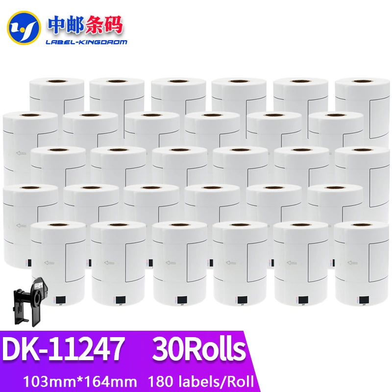30 리필 롤 형제 호환 DK-11247 라벨 103mm * 164mm 180Pcs 작업 열 프린터 QL-1100/QL-1110NWB DK-1247