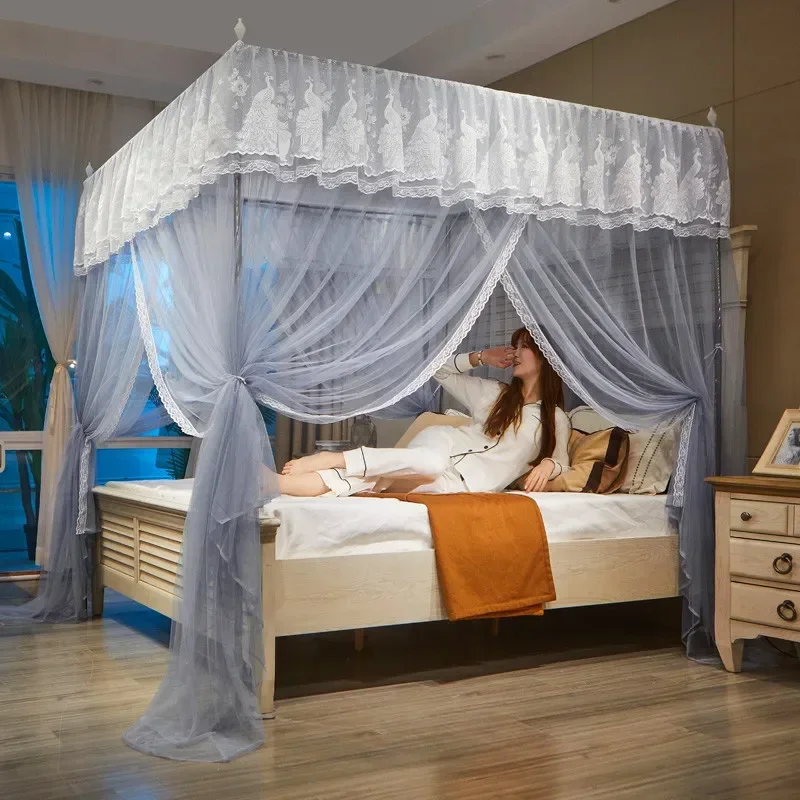 Embroidery Lace Palace Mosquito Net for Bed Square Princess Mosquito ...