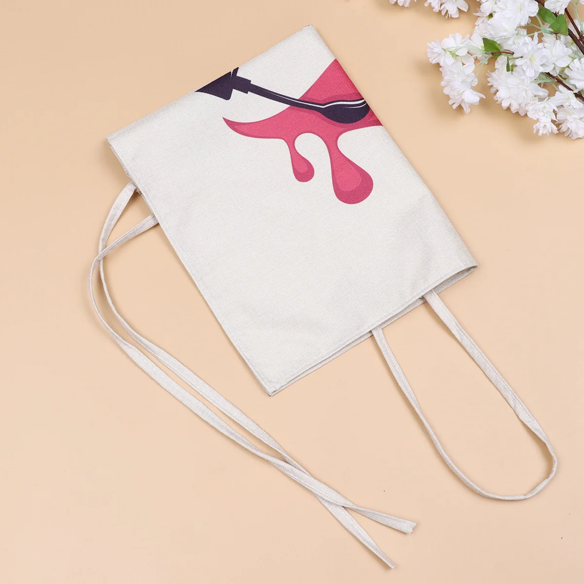 

Pink Nail Art Printing Apron Restaurant Cooking Baking Dress Cotton and Linen Painting Working Apron for Home Kitchen