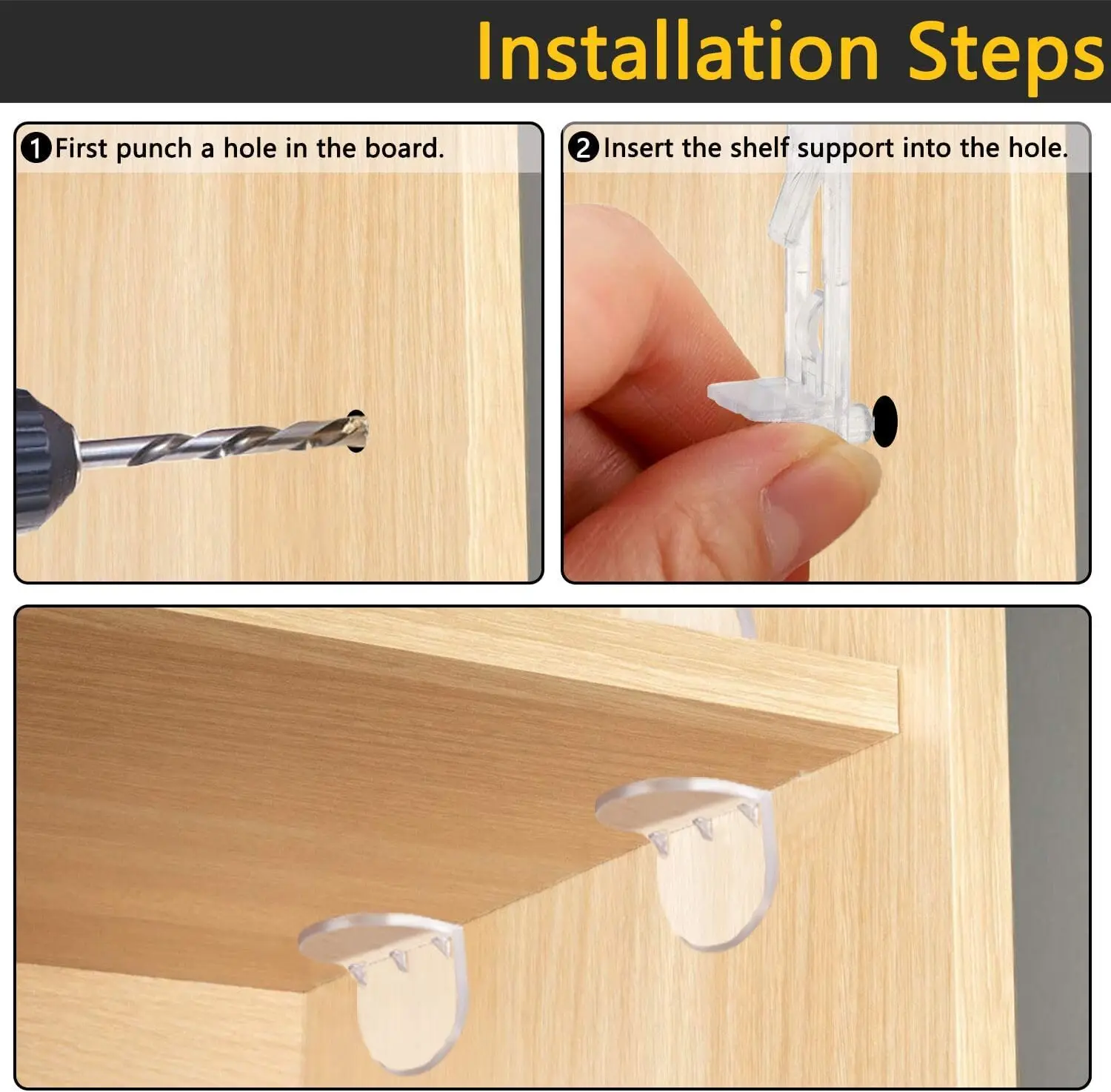 Plastic Locking Shelf Support Pegs 20pcs 6.9mm Self-Locking Bracket Clips For Furniture Book Shelves