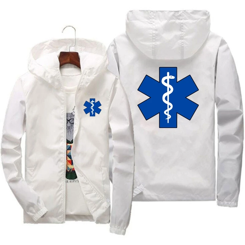 

Chaqueta estampada de primeros auxilios para hombre y mujer, abrigo informal con cremallera de Color sólido, a la moda