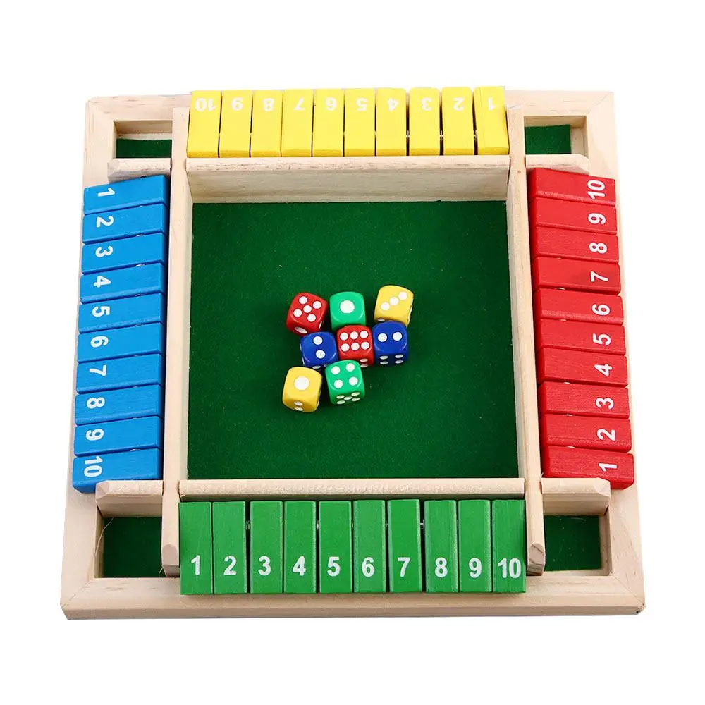 

Parent-Child Game Educational Toys Four-Sided Flip Card Game Digital Board Wooden Number Game Board Game Dice Game Shut The Box