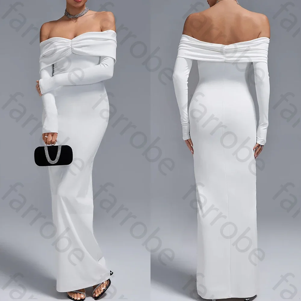 Vestido largo blanco personalizado con hombros descubiertos