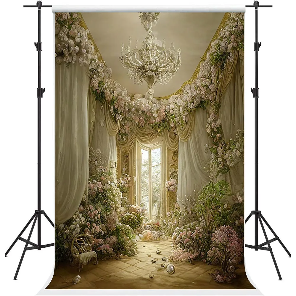 

Mehofond Photography Background Oil Painting Flowers Window Curtain Girl Birthday Party Art Portrait Decor Photo Backdrop Studio