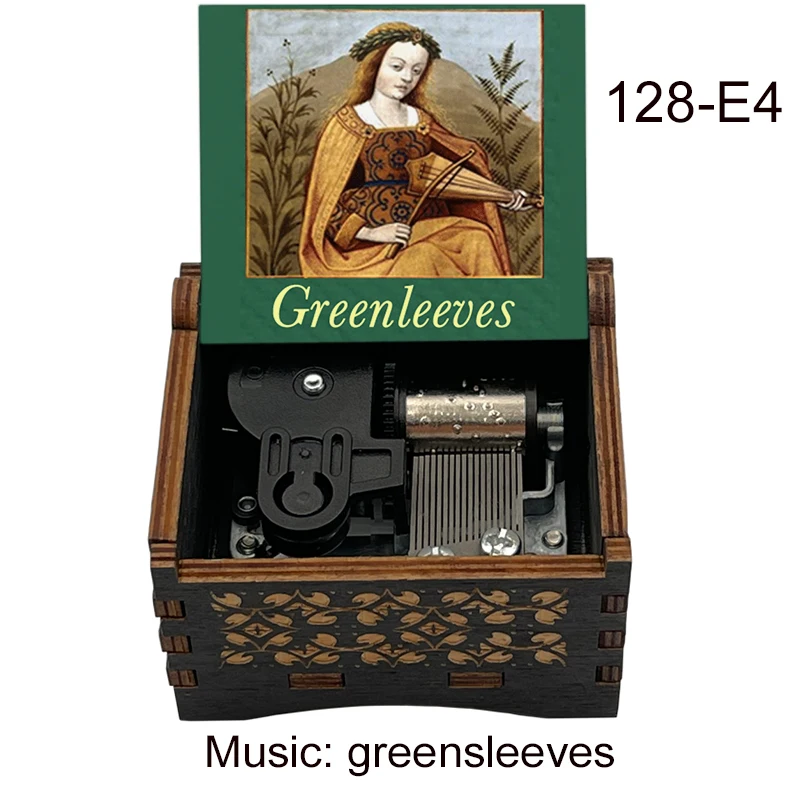British Folk Song Greensleeves Black Wooden Music Box Mechanical Gifts for Friends Christmas Party Family Member New Year Gifts 2