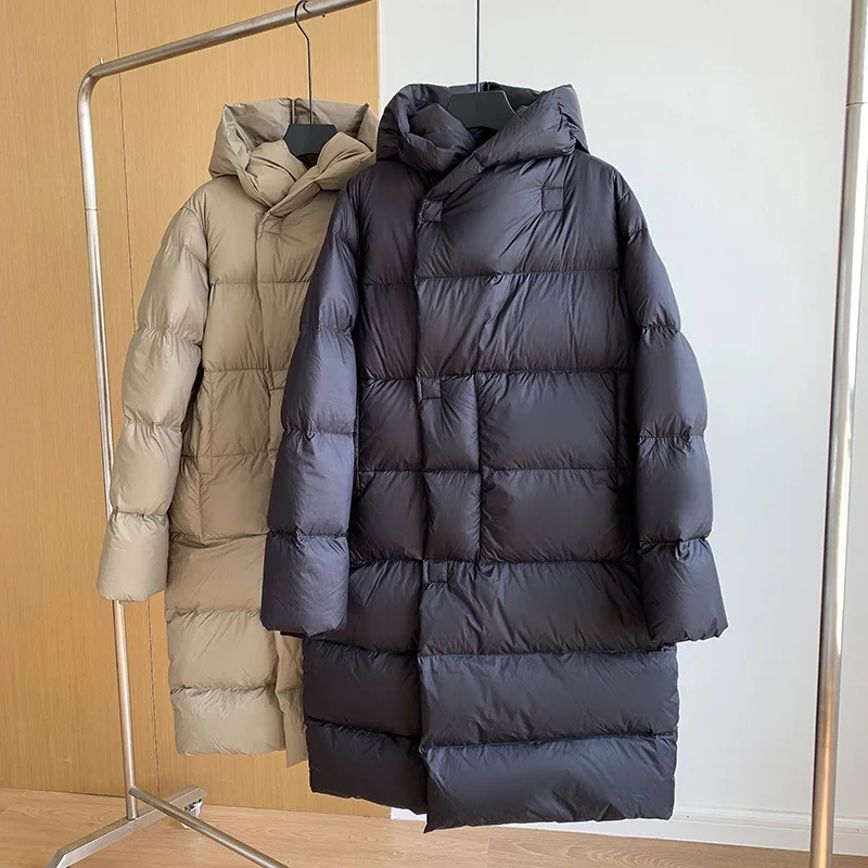 

Thickened down jacket women's mid-length white duck down fashion temperament loose 2022 winter magnetic buckle ladies jacket