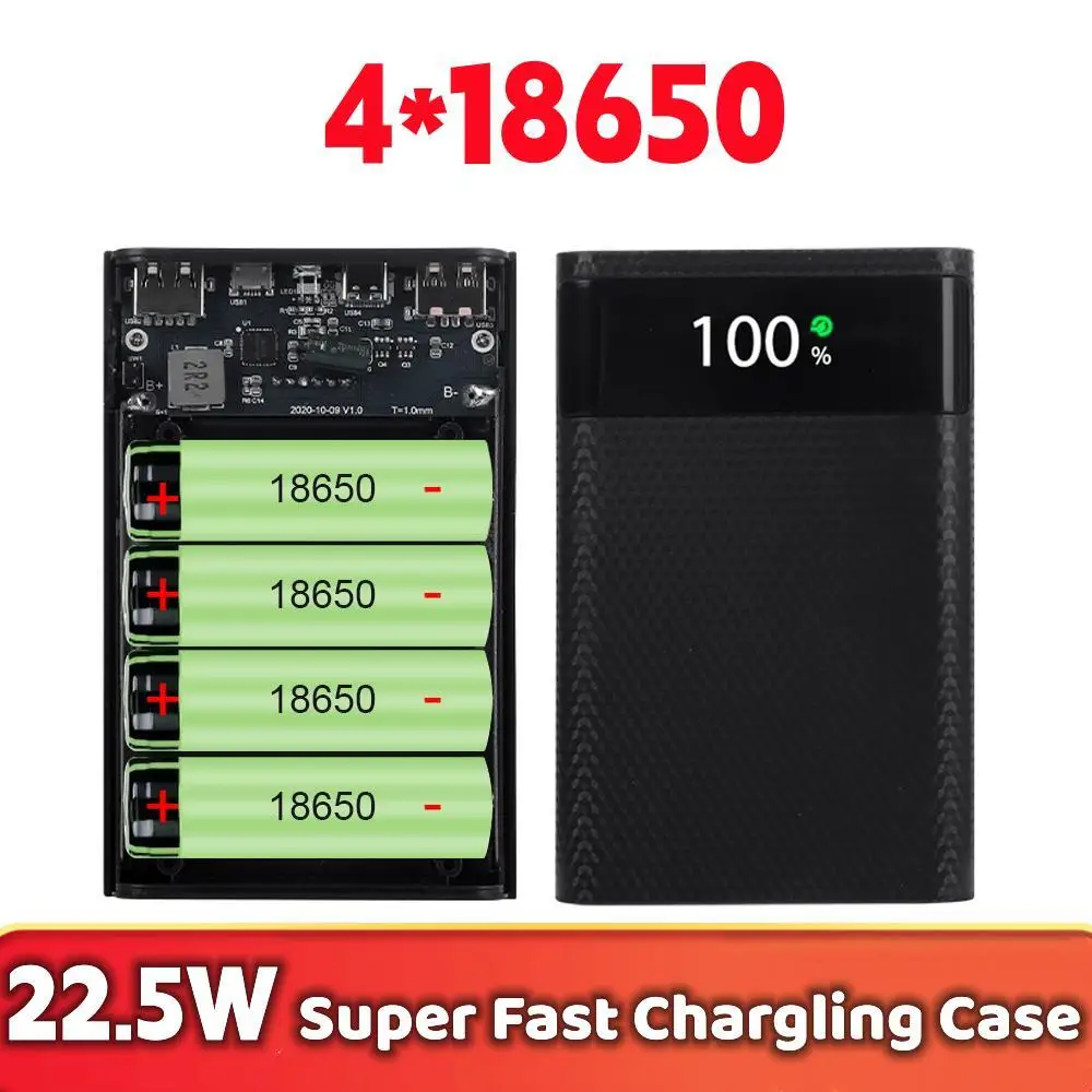 18650 Batteria Fai Da Te Power Bank Case Charge Storage Box 5V Dual Usb Type C Battery Holder Box Pd Qc3.0 Ricarica Rapida Per Smart Phone