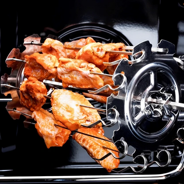 Rozsdamentes Acél Forgó Rácsos Nyársai Bbq Grill Cage Barbecue Air Fryer Bárány Nyárs Elektromos Sütő Konyhai Sütőszerszámok - Image 2