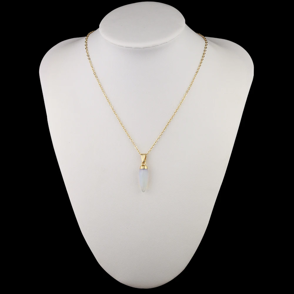 Fashion Geometry Opal Pendant Necklace Banquet Party Ladies Clavicle Chain Clothing Matching Accessories