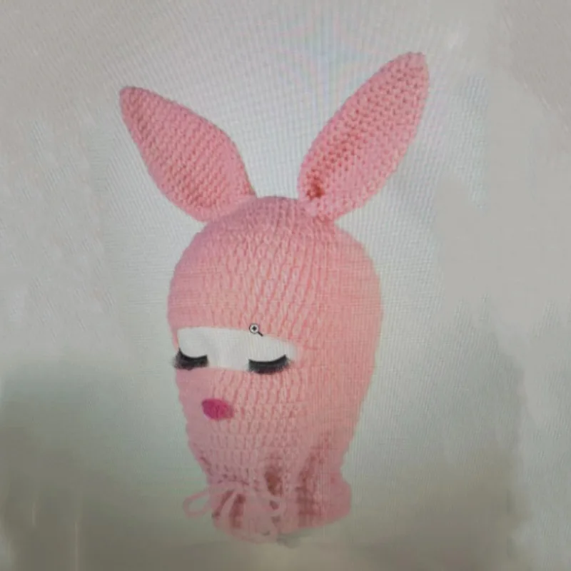 23 Cross border New Pink Rabbit Ear Knitted Hat Louis Belcher Funny  Handmade Woolen Hat Halloween cosplay set - AliExpress