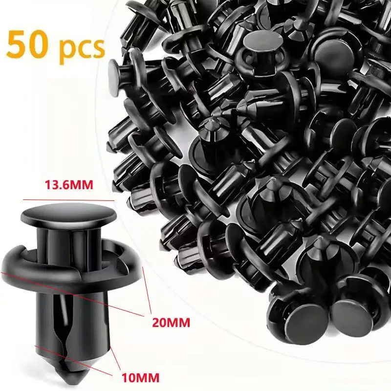 50 Pcs Plastic Rivet ABS Plastic Expansion Rivet Nut Buckle Clip Rivet Fastener Black Auto Parts Repair Tool Decoration Tool Car Accessories