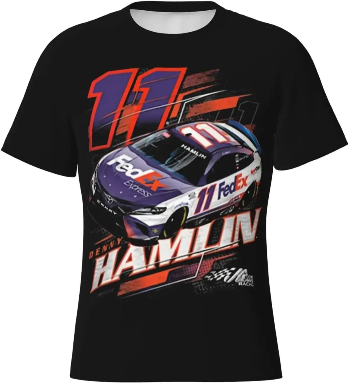 

Мужская футболка Denny Hamlin 11 с круглым вырезом, облегающая спортивная футболка с коротким рукавом и классическим принтом