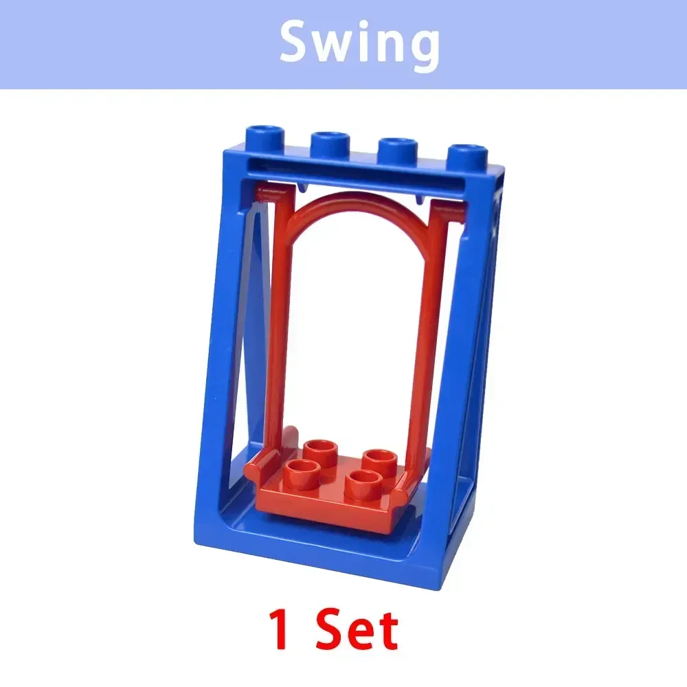 Large Building Blocks Playground Set with Slide, Swing, and Seesaw - Educational Toy