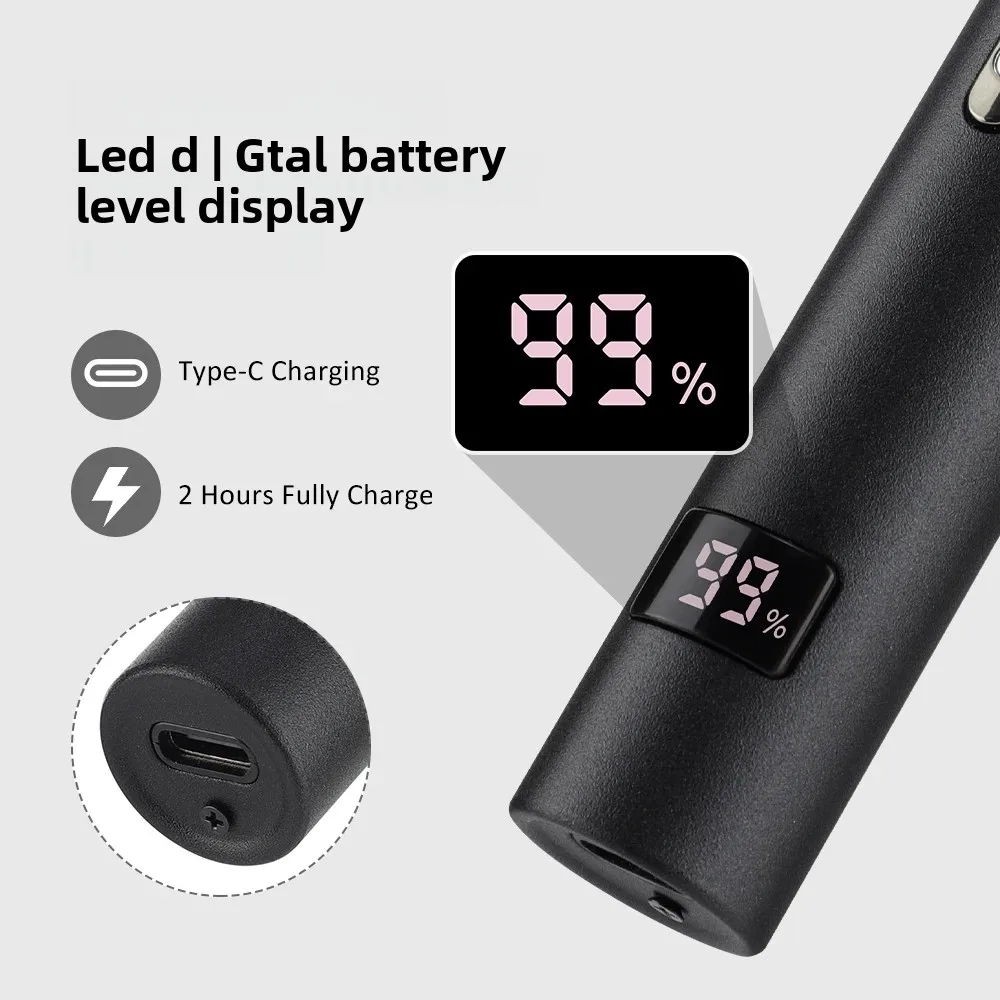 3 in 1 Electric Nose Hair Trimmer for Men Portable Digital Display Nose Ears Hair Eyebrow Trimmer 360° Roating Painless Safe