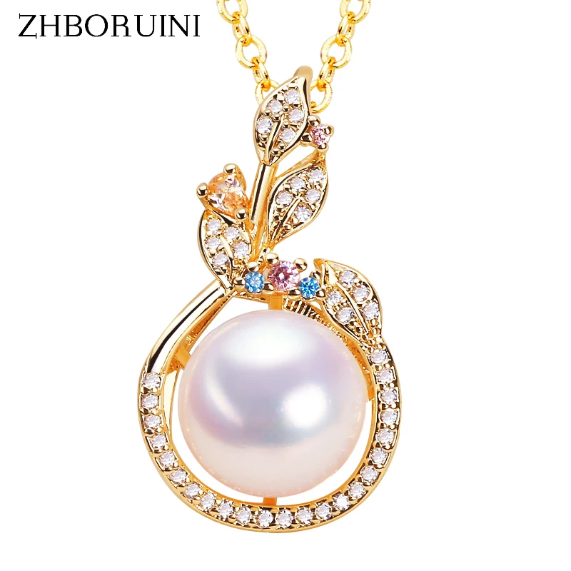 

ZHBORUIN Leaf Pearl Pendant 100% Real Natural Freshwater Pearl Gold Necklace 18K Gold Plating Jewelry Necklaces For Women 2022