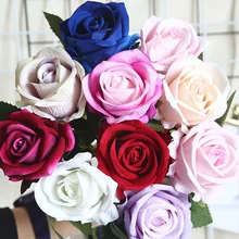 Flores artificiales de seda para decoración, rosas rojas, rosas azules para  decoración de fiestas, bodas y hogar, 1 unidad - AliExpress