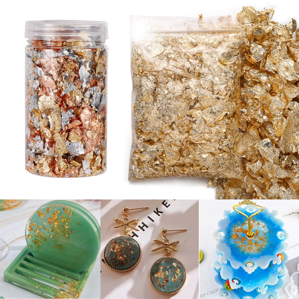 Shiny Foil Flake Resin Epoxy Mold Art Decoration Gold Color Foil