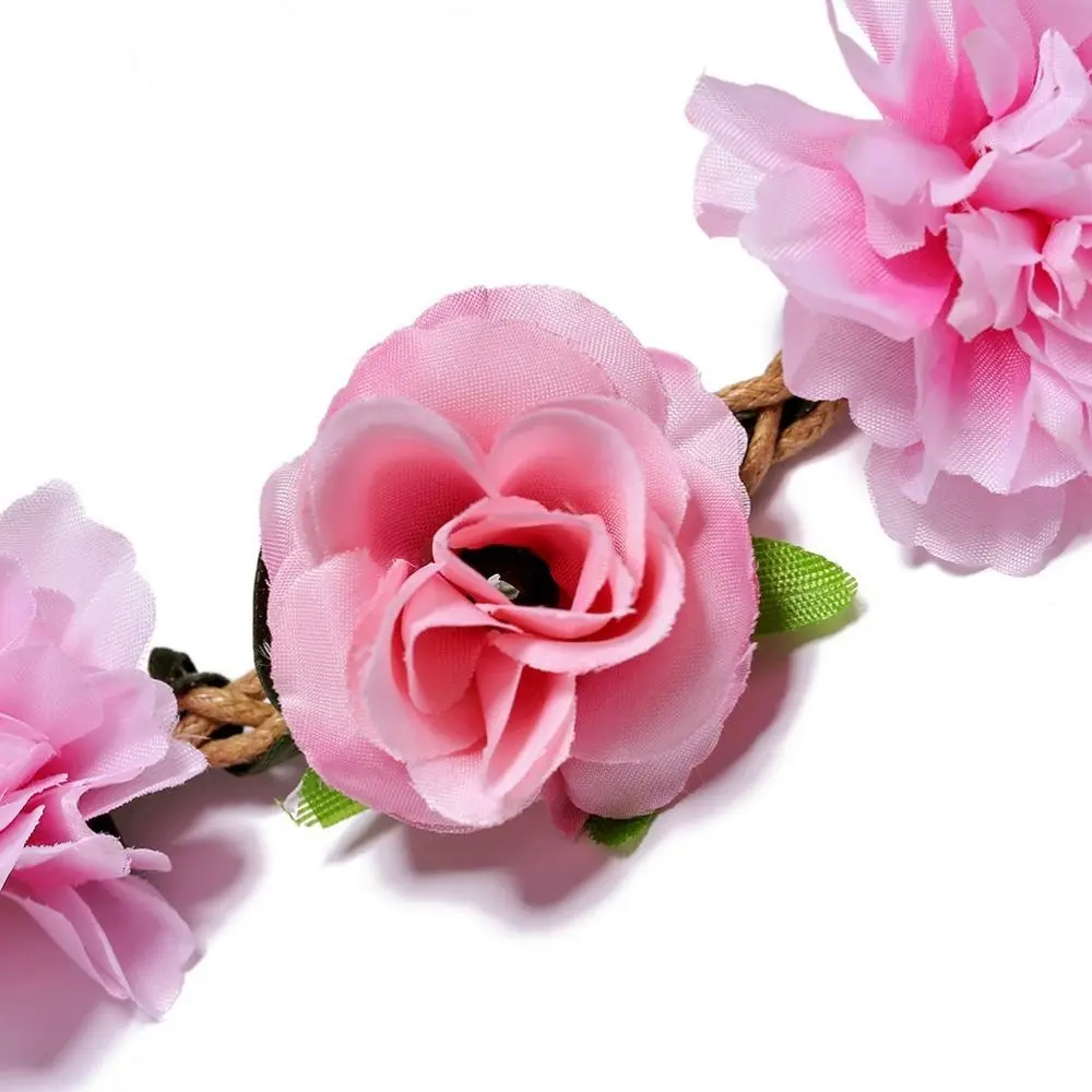 Elegant Wedding Party Hairband Floral Hoop Rose Flower Garland Cloth Tiara Women Headwear Flower Crown Flower Headband
