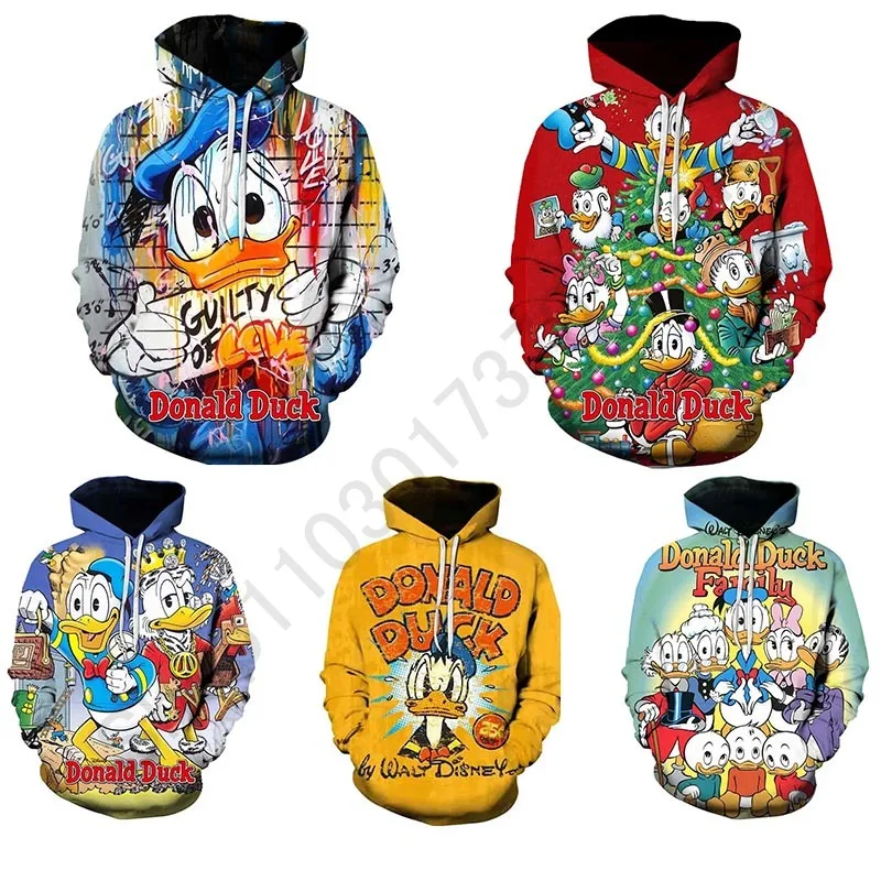

3D Disney Donald Duck Men Women Hoodie Kid Casual Streetwear Long Sleeves Sweatshirt Boy Girl Autumn Tops Coat Pullover