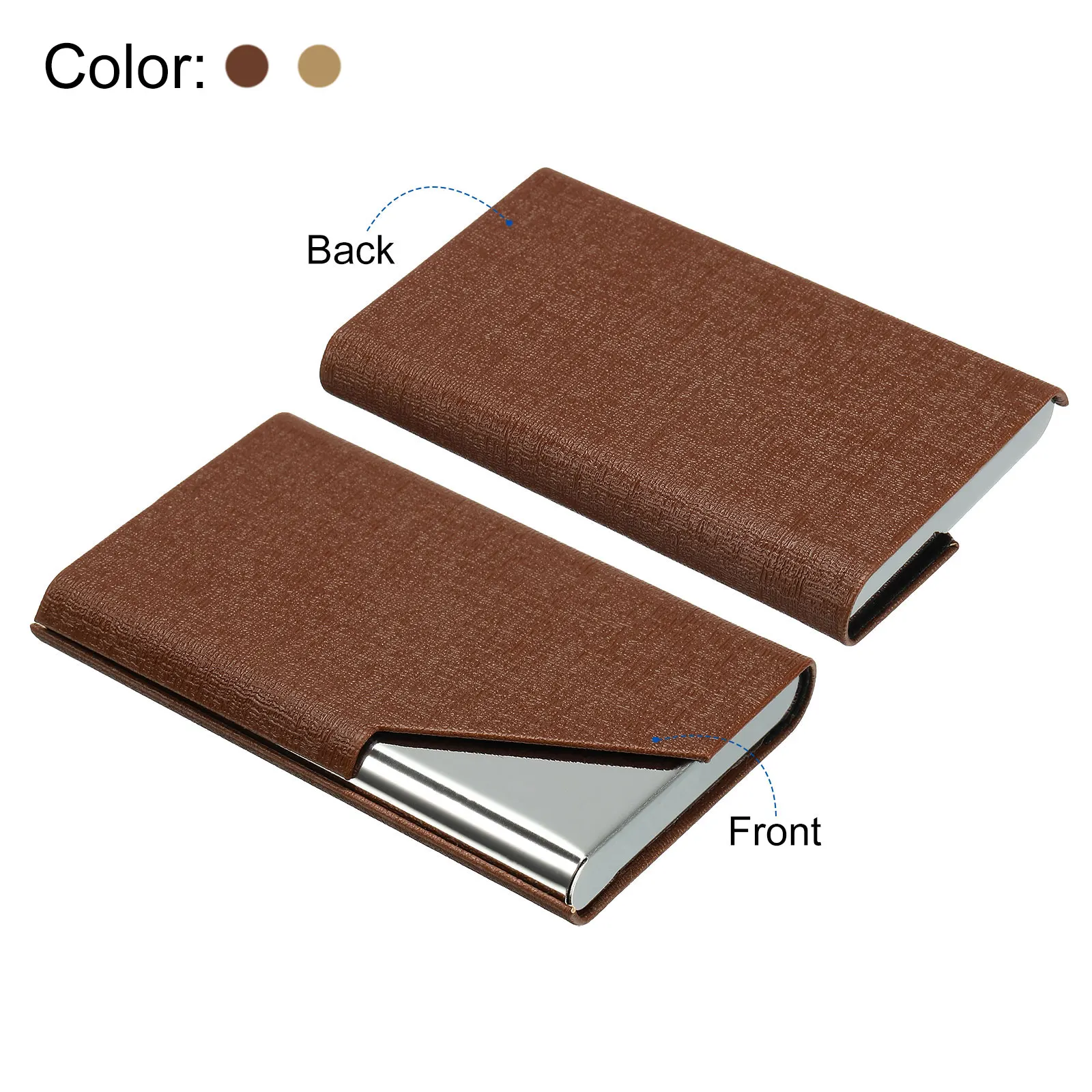 2Pcs Business Card Holder PU Leather Flip Slim Name Cards Protector Case for Women Men Fashion Business ID Credit Card Holder 3