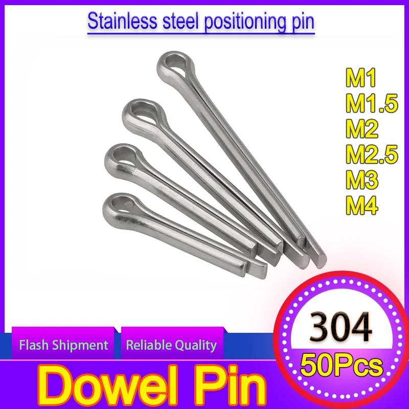 

50pcs Gb91 Authentic 304 Stainless Steel Split Pin Snap Pin Whistle Hairpin U-pin Steel Pin M1.0-M4