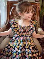 Robe trapèze mi-longue pour filles avec manches à volants – Style estival frais pour les fêtes et le quotidien 4