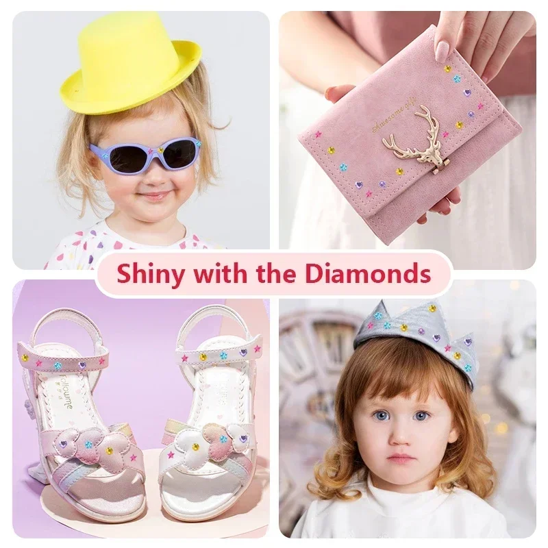 180/360 Hair Gems Bling Deluxe Set Toy Makeup Play Glass Crystal Rhinestone Decoration DIY Girls Hair Design Shoes Sticker Gift,hair accessories