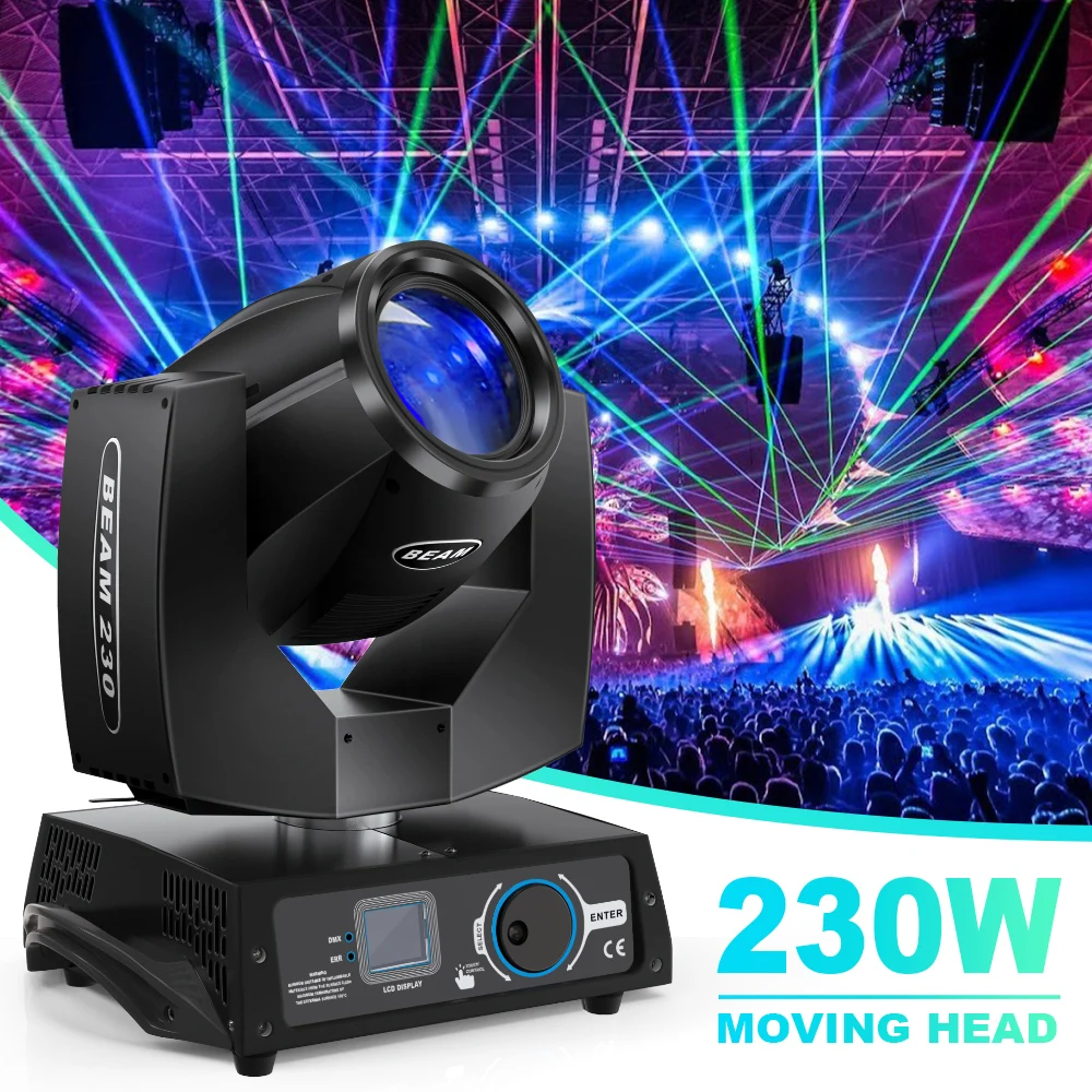 

8 Prisms DMX512 Sound Activated Beam Stage Effect Lighting DMX512 230W Moving Head Light for DJ Concert Party Wedding