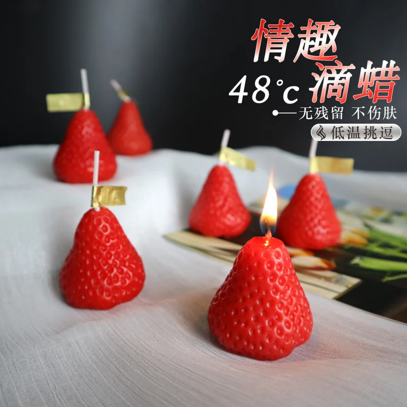 Strawberry Low Temperature Candles48Soy Wax Sex ToyssmWax Drip Props Couple Bed Flirting Training Tools
