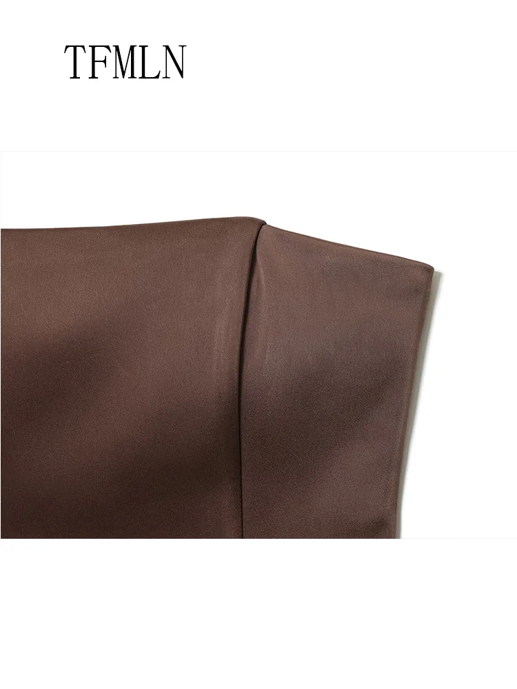 2pcs Office Ladies Tube Tops Pant Sets Fashion Chic Sleeveless Back Zipper Strapless Tops Straight Trousers Causal Outfits 2026