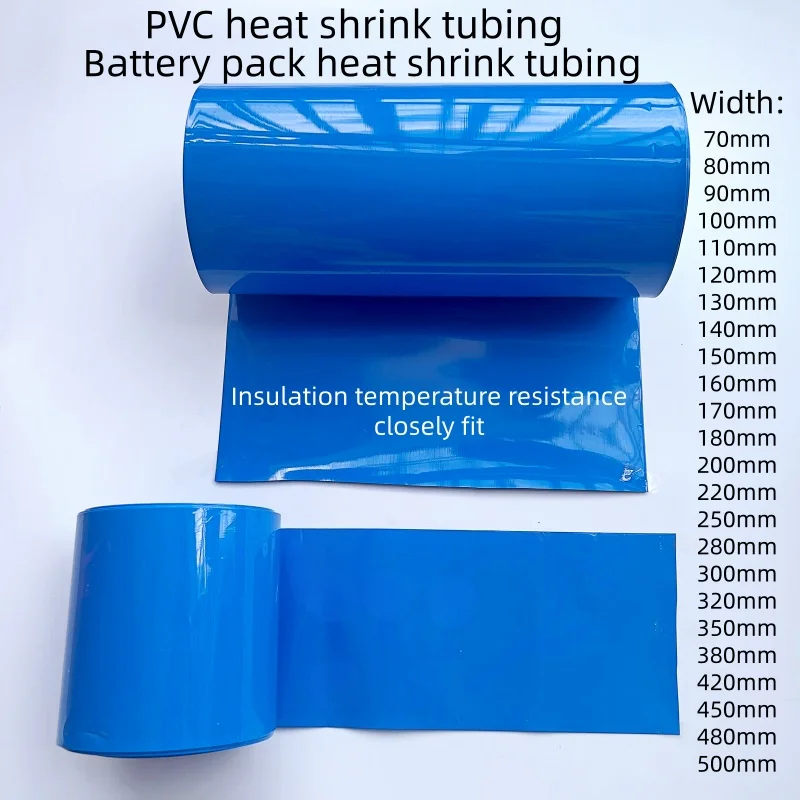 Tubo Termoencolhível de PVC para Bateria 18650, Acessório para Modelismo, Revestimento Termoplástico para Pacote de Baterias, Largura Achatada 70MM~500MM
