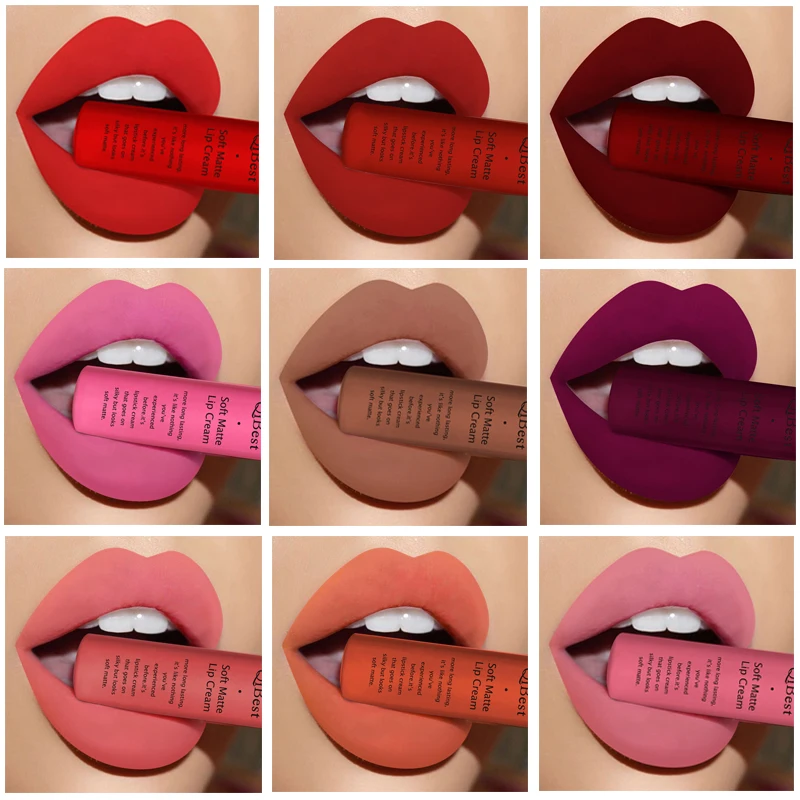 Matte Liquid Lipstick Waterproof Long Lasting Velvet Lip Gloss Tint Tube Matte Nude Pigment Red Black Makeup Cosmetics Lipsticks 3
