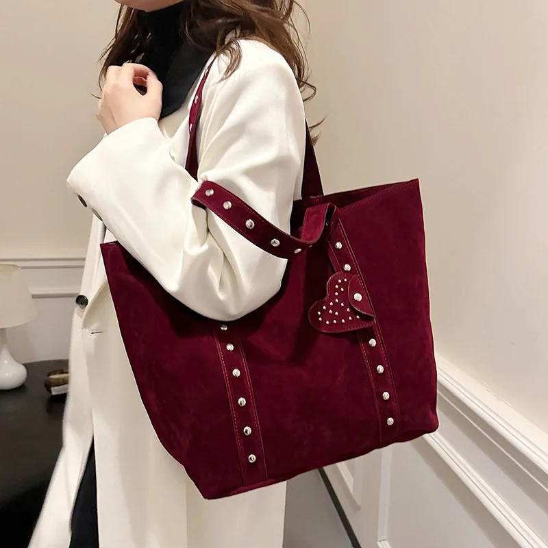 Frosted Vintage Women's Bag Large Capacity Shoulder Bag Solid Color Simple Casual Commuter Bags Autumn Retro 2025 Hot Selling