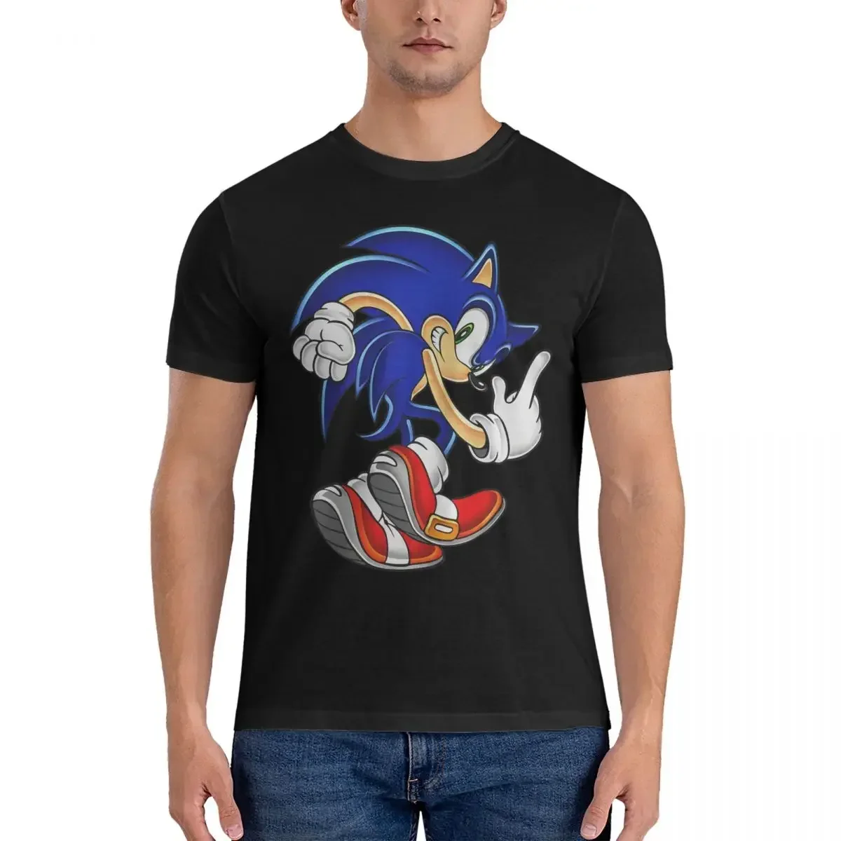 thumbnail image 1 of Camiseta de hombre Running Boom Sonic-c The Hedgehog-g de algodón puro, novedad, camisetas de manga corta con cuello redondo, idea de regalo, camisetas vintage, 1 of 4