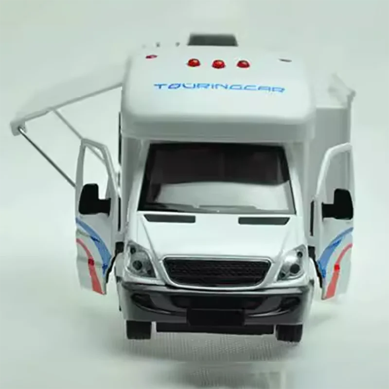 

1:32 большой роскошный туристический автофургон, детский автомобиль со звуком и фото, модель автомобиля из сплава с откидной дверью, игрушечный автомобиль