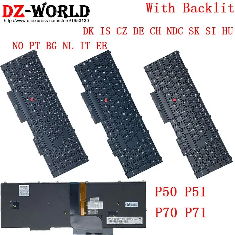 Teclado Retroiluminado para o Portátil de Lenovo Thinkpad P50 P70 P51 P71 dk é cz de ch Ndc sk si hu Não pt bg nl ee