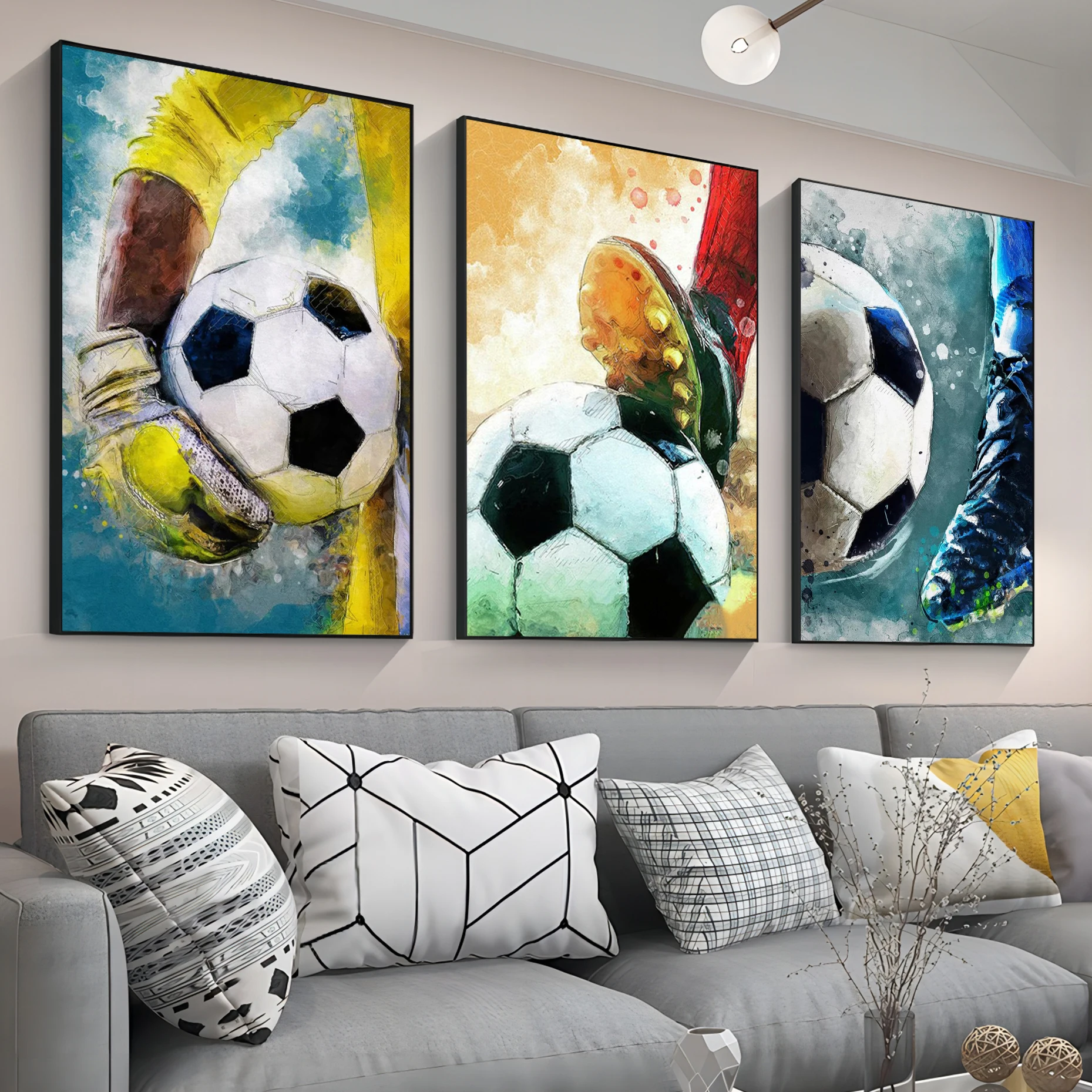 

Football Whitepaper Poster Fancy Wall Sticker For Living Room Bar Decoration Wall Decor