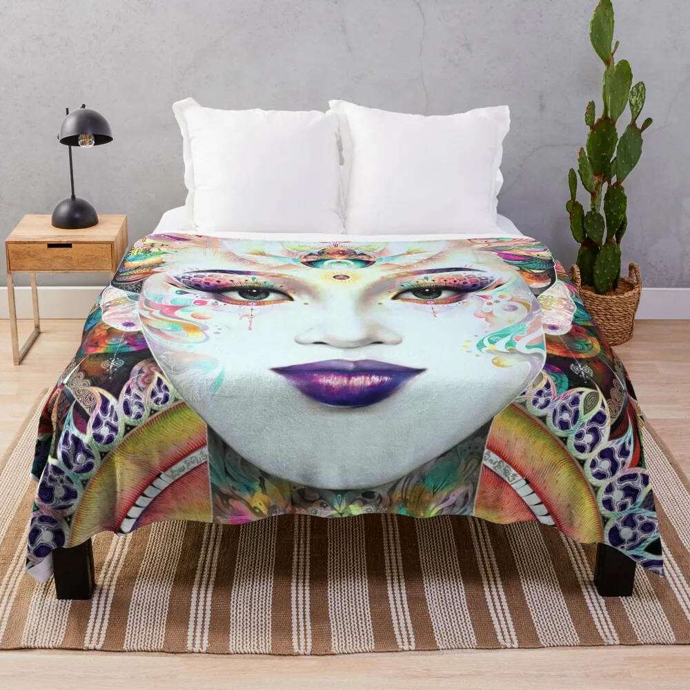 

Декоративное одеяло Guan Yin для дивана в винтажном стиле, аниме одеяла для косплея