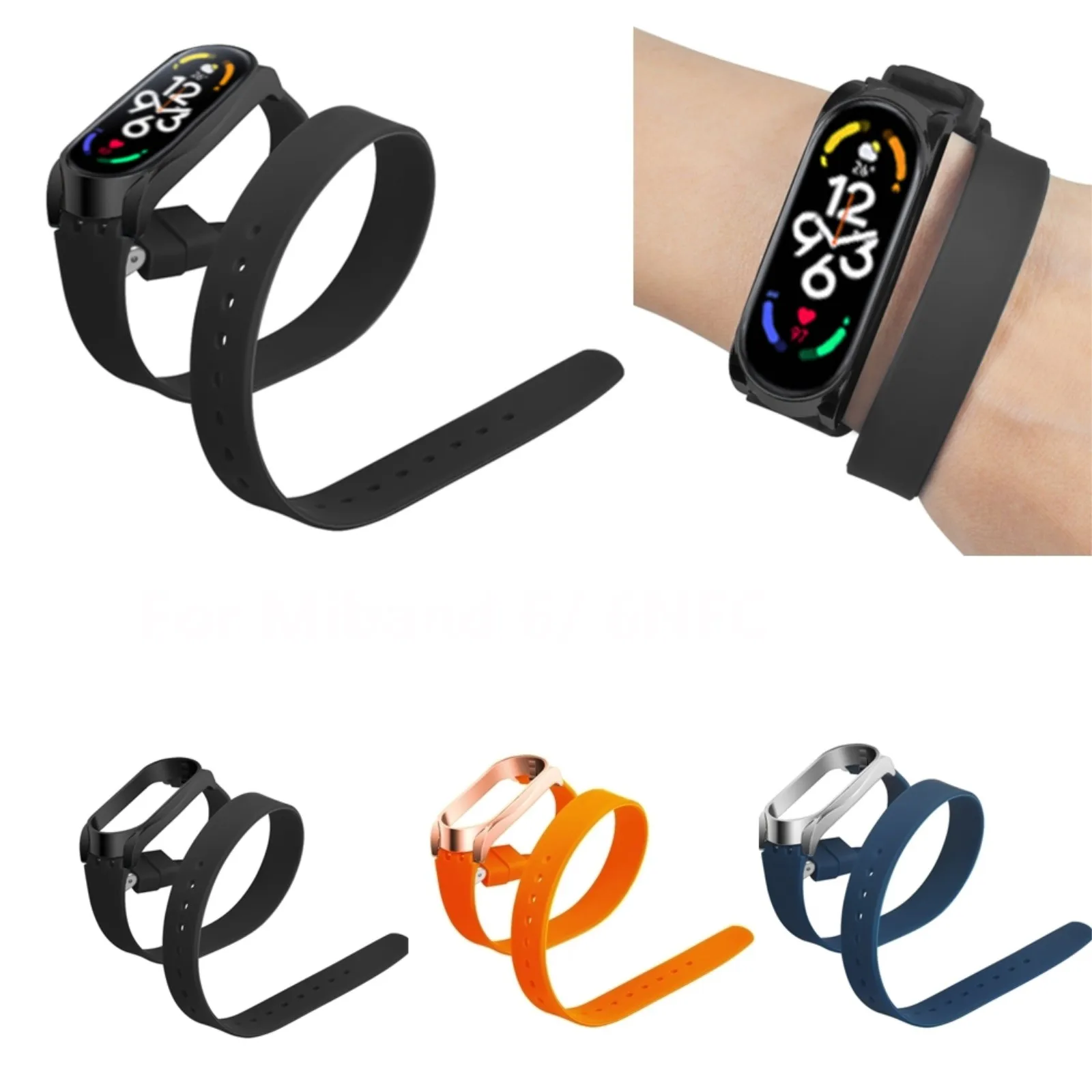 

Silicone Wristbands Bulk Suitable For Mi Band 7/7 NFC Metal Shell Extra Long Replacement Wristband SmartWatch Fashion Accessorie