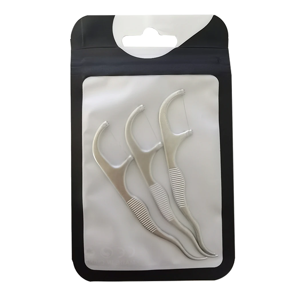 Stainless Steel Dental Floss Toothpicks Environmental Friendly Material Oral Care Teeth Cleaning Tool Metal Teeth Stick 3pcs/bag