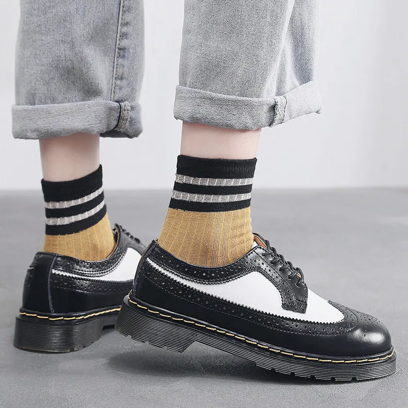 British Style Spring Retro Split Leather Women's Brogue Shoes Female Perforated Ornament Oxfords Round Toe Dress Flats 35--46