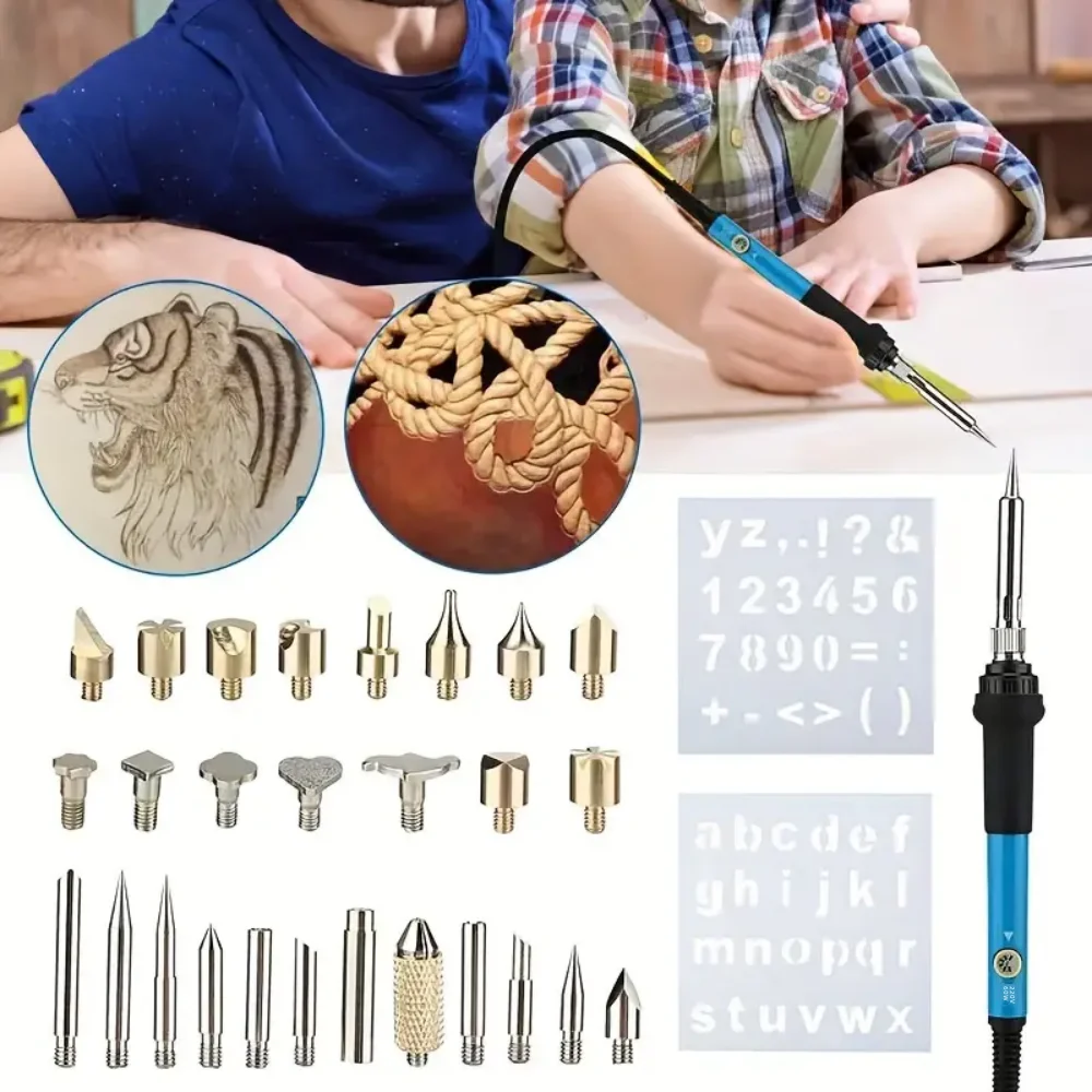 Soldering Iron 60W Pyrography Tool Kit Wood Embossing Burning Carving Adjustable Temperature